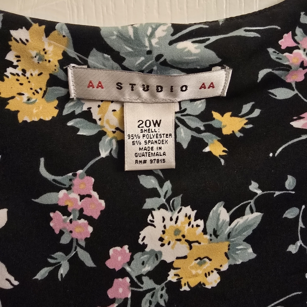NWT AA Studio Black Floral Faux Wrap Midi Dress - Picture 2 of 4